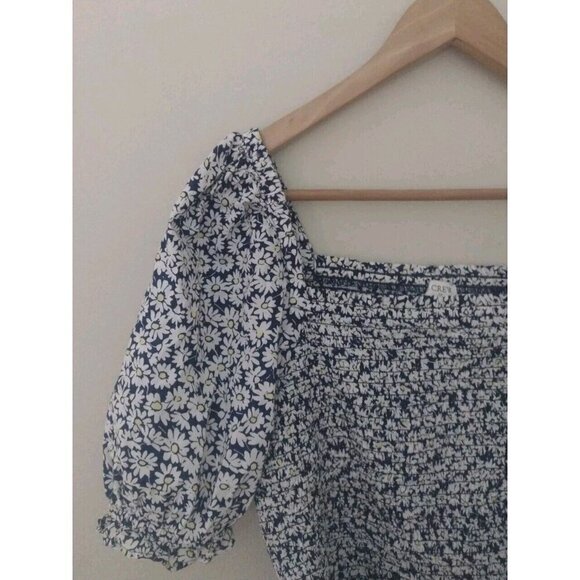 J. Crew Puff Sleeve Smocked Peplum Blouse - Picture 3 of 9